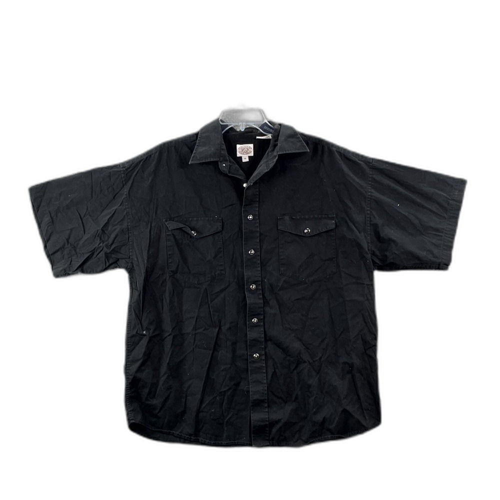 Gibson Denim Shirt Mens XL Black Short Sleeve Workwear Western Academia Utility